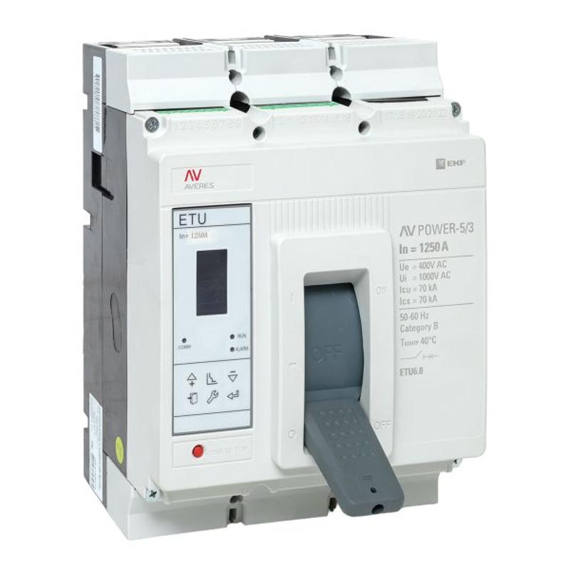 Выключатель автоматический AV POWER-5/3 1250А 70kA ETU6.0 AVERES | mccb-53-1250M-6.0-av | EKF — миниатюра 1