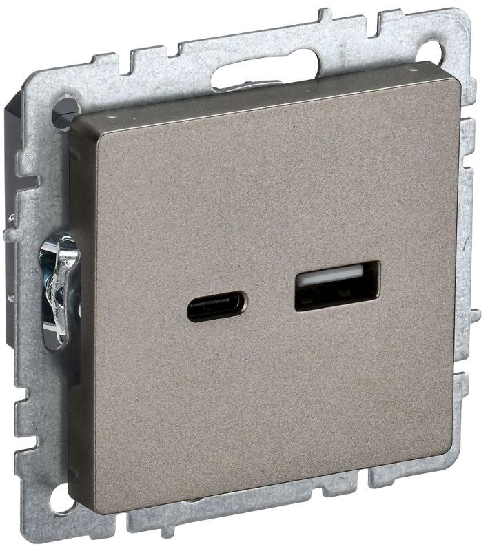 BRITE Розетка USB A+C 18Вт РЮ11-1-БрШ шампань | BR-U22-018-K37 | IEK — IEK (ИЭК)