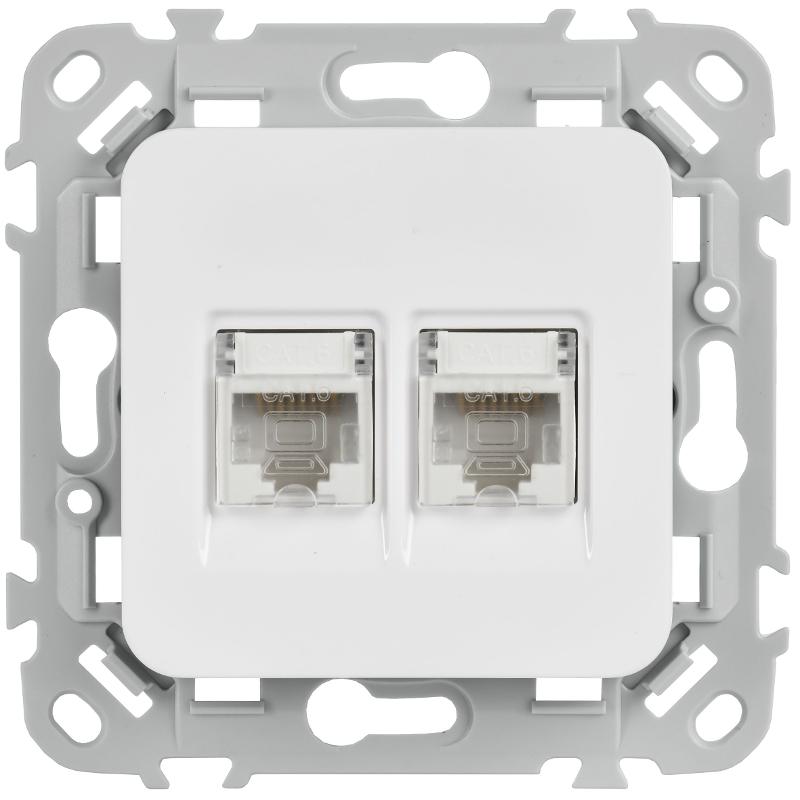 FLITE Розетка 2-ая компьютерная RJ45 кат.6 UTP РК6-2-0-ФлБ белый | FI-K22-2-K01 | IEK — миниатюра 2