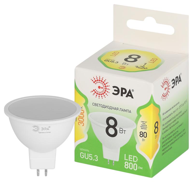 Лампа светодиодная  GREEN LINE LED MR16-8W-830-GU5.3 GL GU5.3 8 Вт софит теплый свет | Б0067082 | ЭРА — ЭРА (Энергия света)