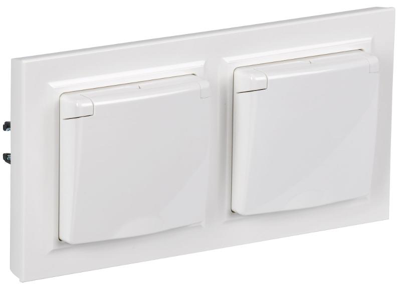BRITE Розетка с крышкой 16А IP44 РСбш10-3-44-БрБ белый в сб 2шт | BR-R16-16-44-2-K01-F-PRO | IEK — миниатюра 1