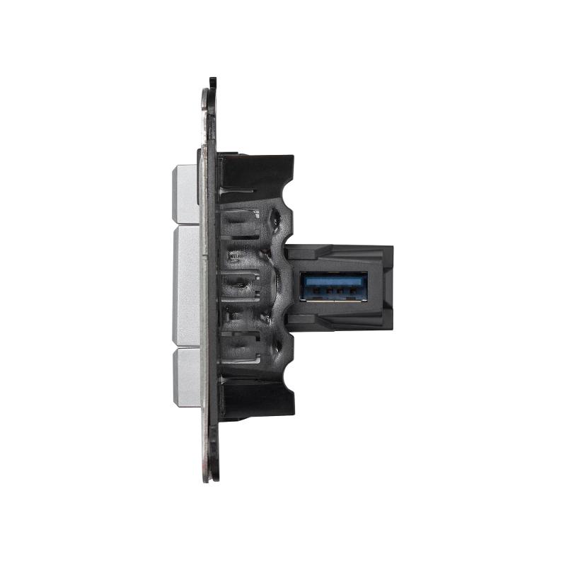 USB 3.0 розетка одинарная в стену, тип А-А, "Avanti", "Закаленная сталь" — миниатюра 5