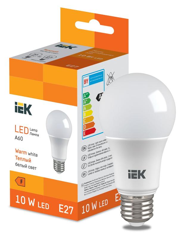 Лампа светодиодная Bulb A60 950lm 3000K E27 | LL-I-A60-10-230-30-E27 | IEK — фото 1 | Sento