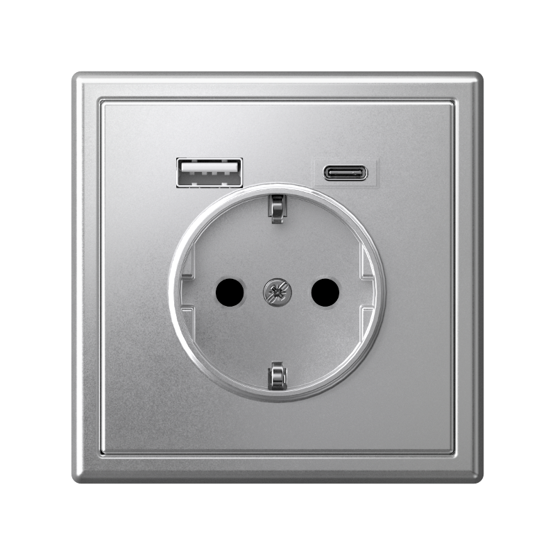 ArtGallery Алюминий Розетка 16А с 2 USB A+C, 5В/2,4А/3,0А, 2х5В/1,5А, механизм | GAL000332 | SE — миниатюра 5