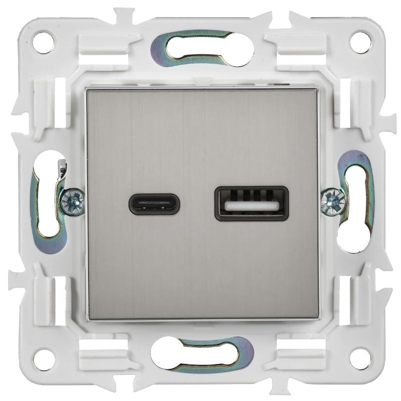 SKANDY Розетка USB A+C 3,1А SK-R14N никель | SK-U22-D31-K50 | IEK — миниатюра 2