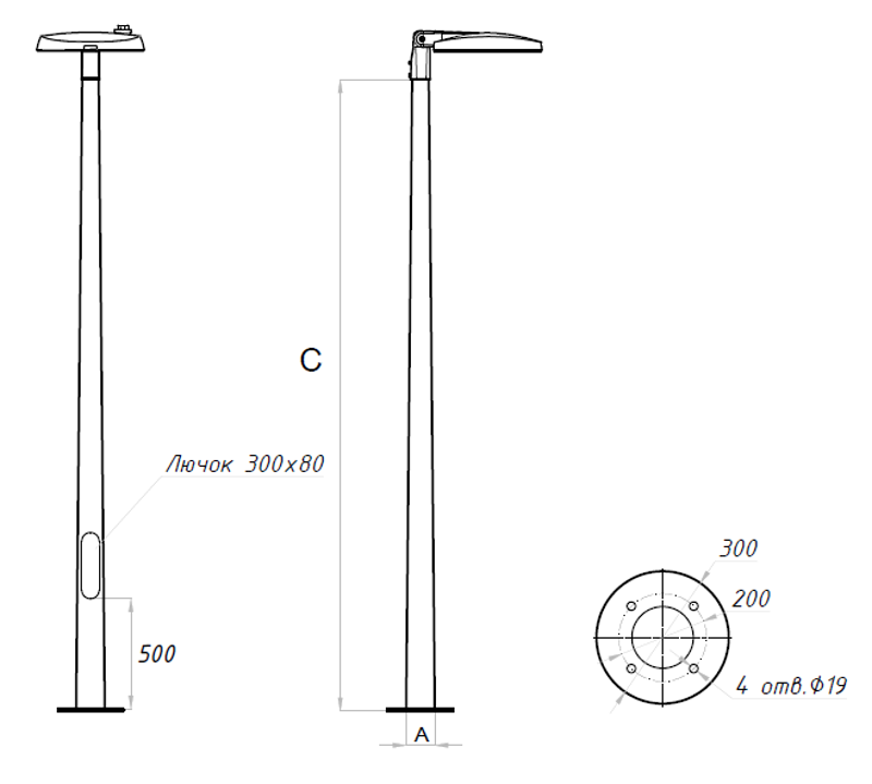 Осветительный комплекс SKYLINE LED 90W DW 827 RAL9005 I-POLE 6M (в комплекте ЗДФ) | 4707000250 | Световые Технологии — миниатюра 2