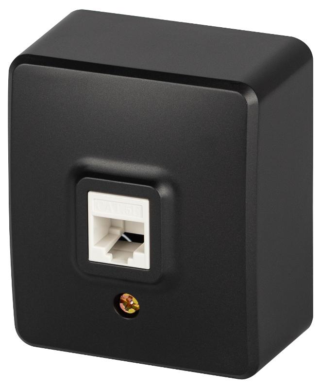 Розетка ЭРА Эксперт 11-3203-05 информационная RJ45, IP20, ОУ, Антрацит | Б0062988 | ЭРА — миниатюра 1