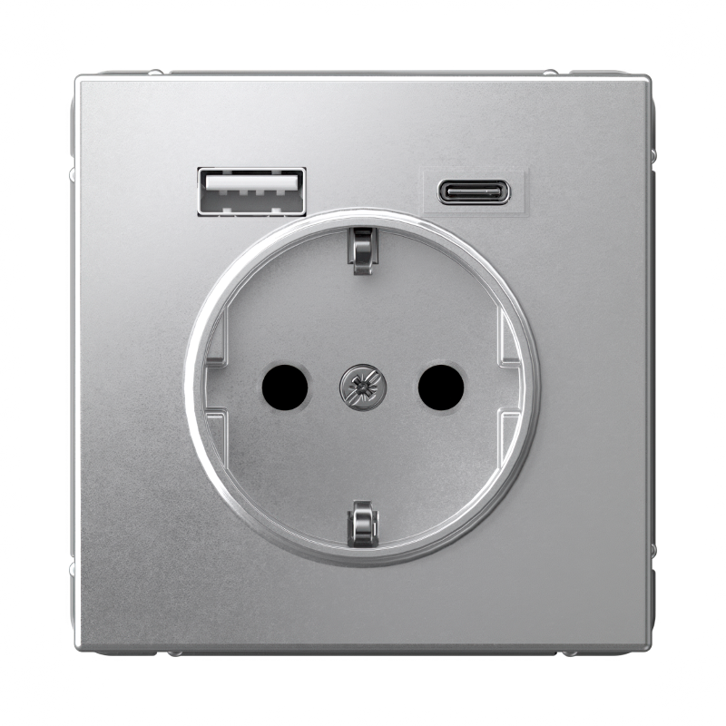 ArtGallery Алюминий Розетка 16А с 2 USB A+C, 5В/2,4А/3,0А, 2х5В/1,5А, механизм | GAL000332 | SE — Systeme Electric