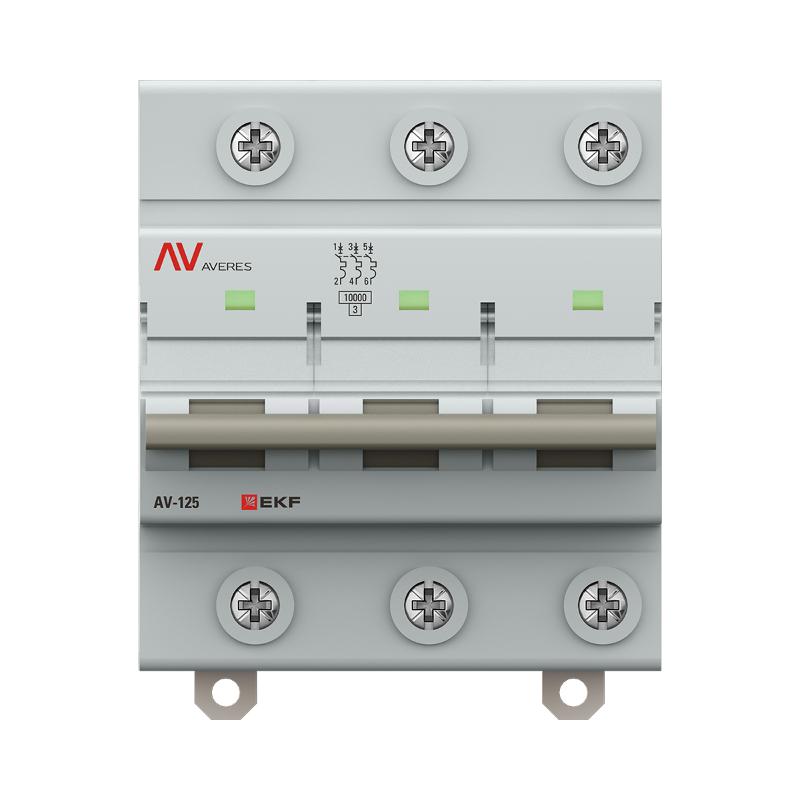 Выключатель автоматический AV-125 3P 80A (D) 10kA  AVERES |mcb125-3-80D-av| EKF — миниатюра 3