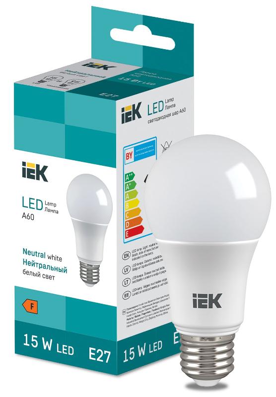 Лампа светодиодная Bulb A60 1500lm 4000K E27 | LL-I-A60-15-230-40-E27 | IEK — IEK (ИЭК)