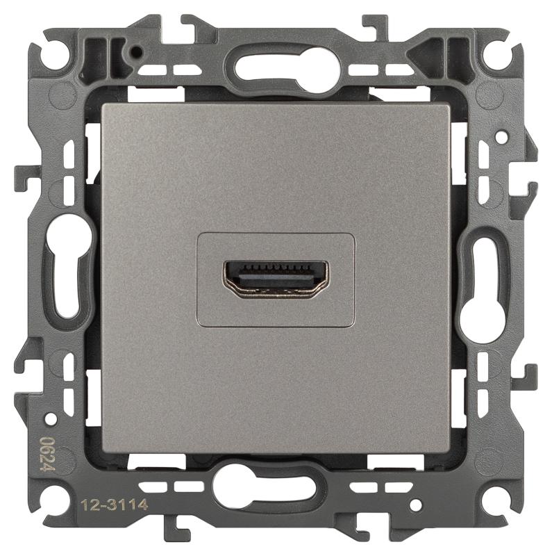 Розетка ЭРА Серия 12 12-3114-16 HDMI, титан  | Б0065714 | ЭРА — миниатюра 1