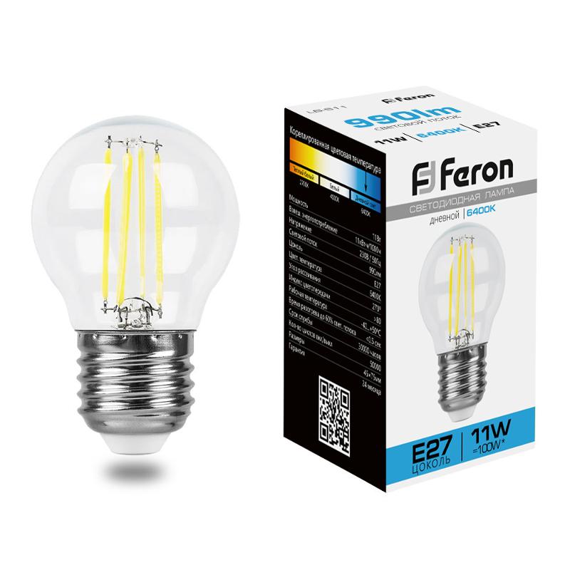 Лампа светодиодная, (11W) 230V E27 6400K прозрачная, LB-511 | 38226 | FERON — Feron