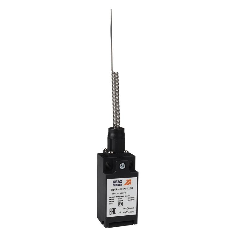 Выключатель концевой OptiLiS D4N-4180 пружина со стержнем кошачий ус EN 50047 XCKN2106P20 | 365312 | КЭАЗ — КЭАЗ (Курский электроаппаратный завод)