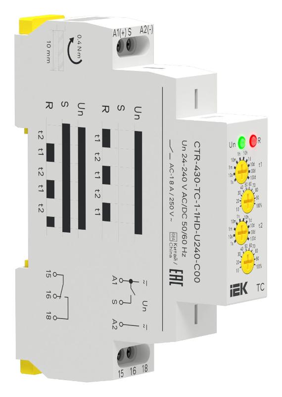 Реле циклическое TC 1 конт. 24-240В AC/DC | CTR-430-TC-1-1HD-U240-C00 | IEK — миниатюра 1