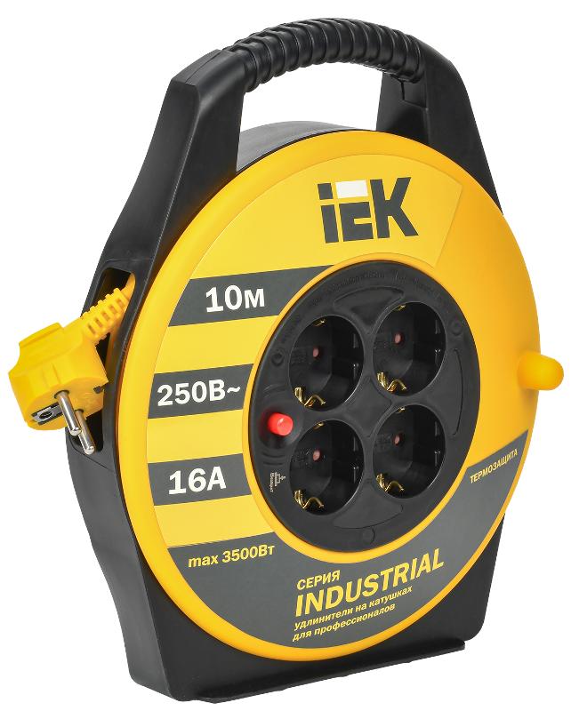 Катушка УК10 с т/з 4 места 2Р+PЕ/10м 3х1,5 мм2 "Industrial" | WKP15-16-04-10 | IEK — фото 1 | Sento