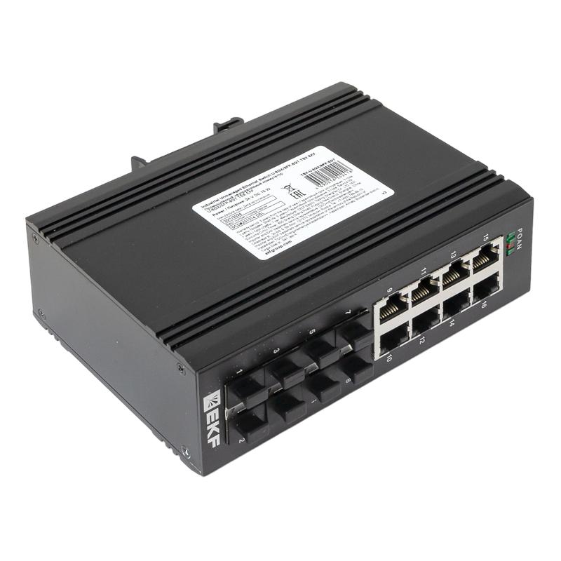 Промышленный неуправляемый коммутатор U-8GX/SFP-8GT, 8 портов 1000Base-X SFP, 8 портов 10/100/1000Base-T(X) RJ45, монтаж на динрейку TSX |TSX-U-8GX/SF — миниатюра 8
