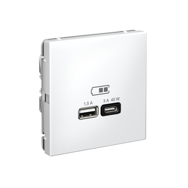 ArtGallery Лотос Розетка USB A + тип-C 45Вт высокоскор.заряд. QC, PD, механизм | GAL001329 | SE — миниатюра 2