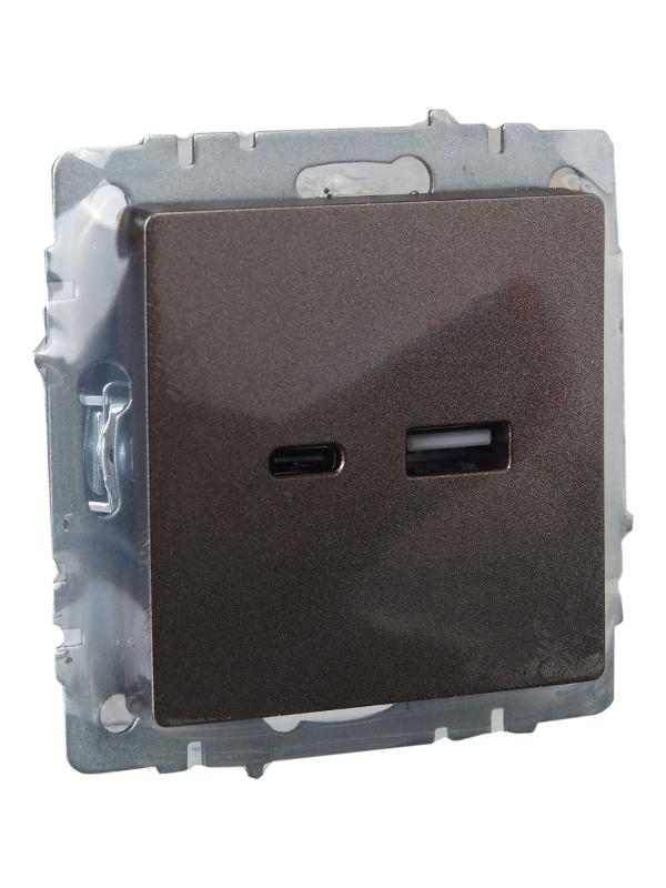 BRITE Розетка USB A+C 18Вт РЮ11-1-БрТБ темная бронза | BR-U22-018-K45 | IEK — миниатюра 6