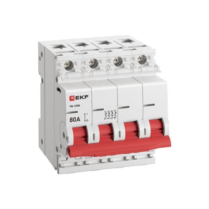 Выключатель нагрузки ВН-125N 4Р 80А PROXIMA EKF | S1254080 | EKF — миниатюра 3