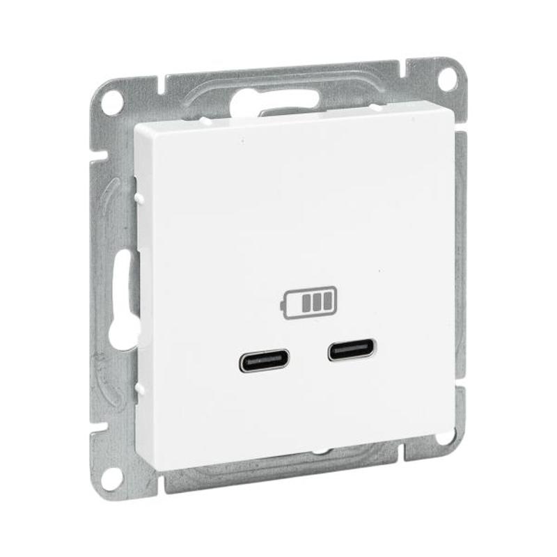 Механизм розетки USB-C - 2шт, белый Эпика EKF | UP1-SOW-2USBC | EKF — EKF