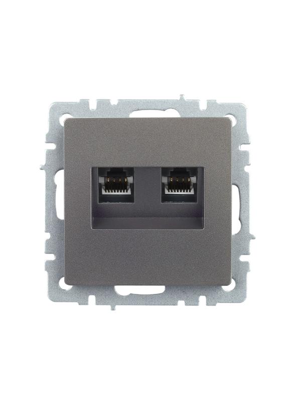 BRITE Розетка компьютерная 2-ая RJ45 кат.5E РК10-2-БрС сталь  | BR-K20-1-K46 | IEK — миниатюра 7