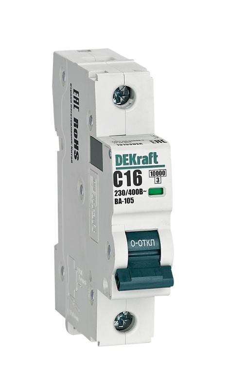 Выключатель автоматический  однополюсный ВА-105 16А C 10кА | 13153DEK | DEKraft — DEKraft