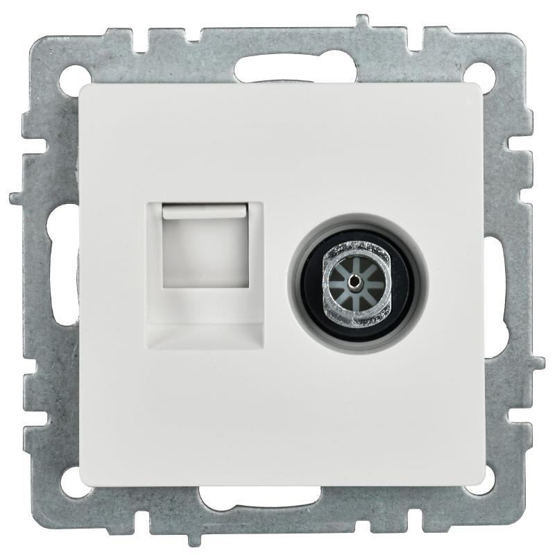 BRITE Розетка двойная TV+RJ45 кат.5E РТВ/РК12-БрБ белый | BR-AK20-1-K01 | IEK — миниатюра 3