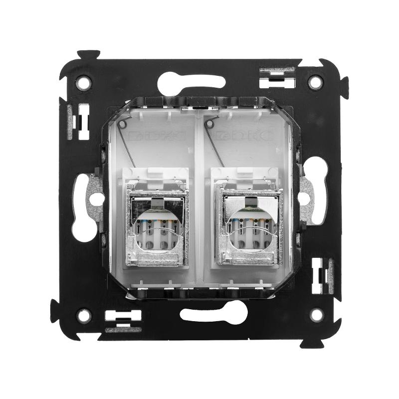 Розетка RJ-45 в стену, кат.6 двойная экранированная, Avanti, "Белое облако" | 4400394 | DKC — миниатюра 3
