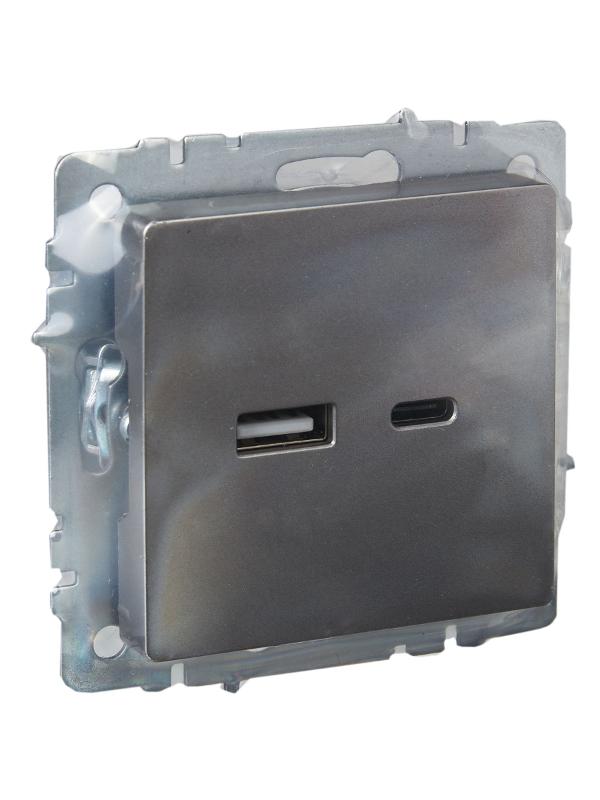 BRITE Розетка USB A+C 18Вт РЮ11-1-БрС сталь | BR-U22-018-K46 | IEK — миниатюра 6