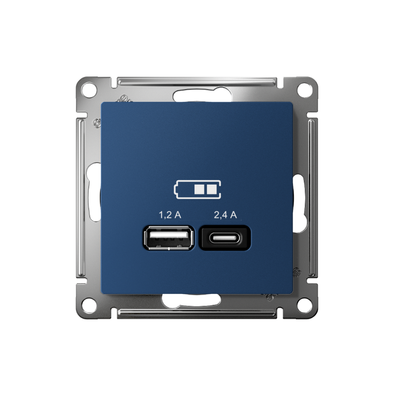 AtlasDesign Аквамарин USB Розетка A+С, 5В/2,4А, 2х5В/1,2А, механизм | ATN001139 | SE — миниатюра 2