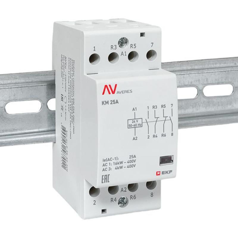 Контактор модульный КМ 25А 2NC+2NO 24VAC (2 мод.) AVERES | km-av-2-25-22-24V | EKF — миниатюра 2