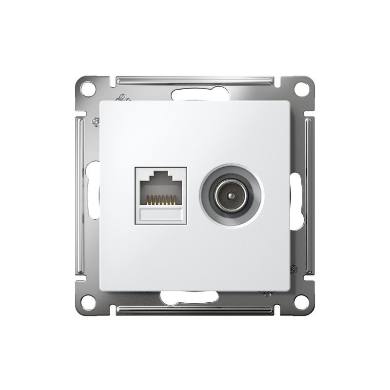 AtlasDesign Белый Розетка 2-ая TV + компьютерная RJ45, кат. 5Е | ATN000189 | SE — миниатюра 2