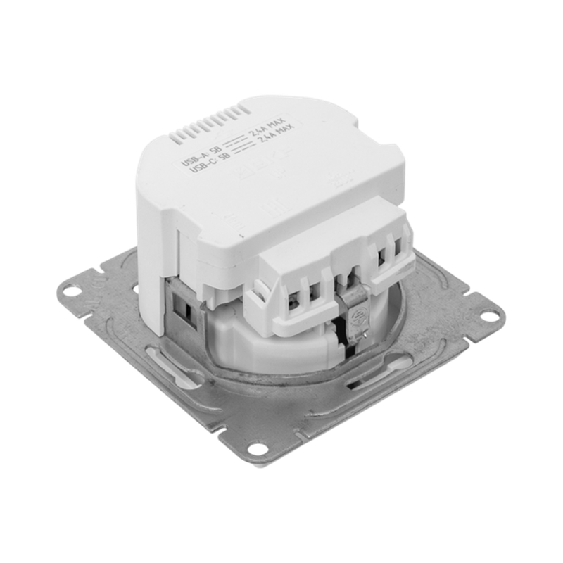 Механизм розетки с USB-A+С - 2шт, 16А, с заземлением, со шторками, белый Эпика | UP1-SOW-111-USBA+USBC | EKF — миниатюра 21