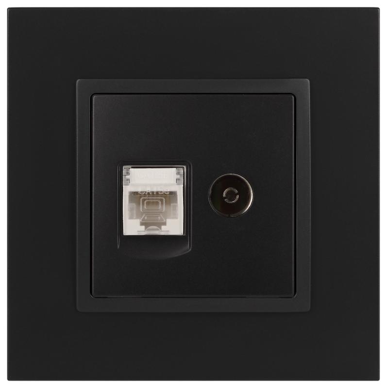 14-3110-05 Розетка RJ45+TV, IP20, антрацит | Б0034318 | ЭРА — миниатюра 2