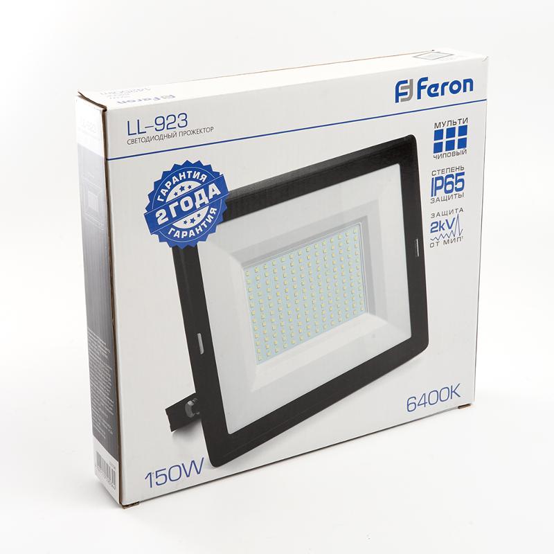 Прожектор светодиодный LL-923 150W 6400K IP65 AC220V/50Hz, черный 339*272*34 мм | 32104 | Feron — миниатюра 5