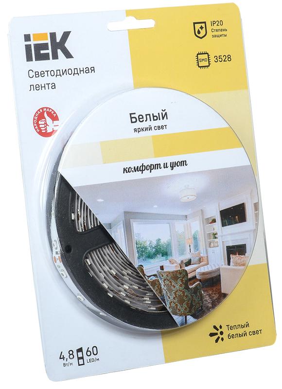 Лента светодиодная 5м блистер LSR-3528WW60-4.8-IP20-12V -eco | LSR1-1-060-20-1-05 | IEK — IEK (ИЭК)