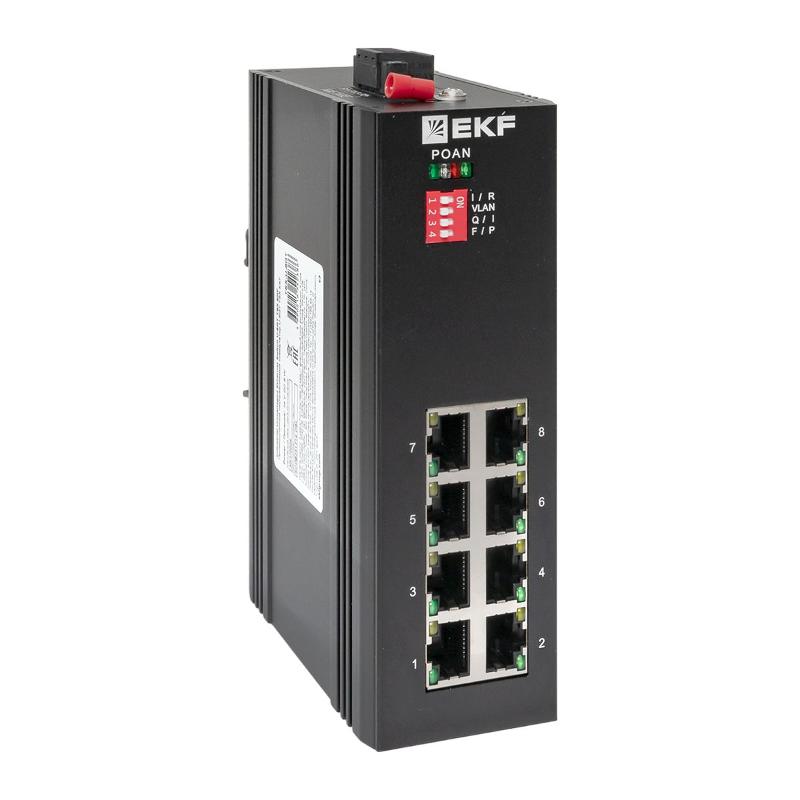 Промышленный неуправляемый коммутатор U-8GTP, 8 портов 10/100/1000Base-T(X) RJ45 c PoE, монтаж на динрейку TSX |TSX-U-8GTP|EKF — EKF