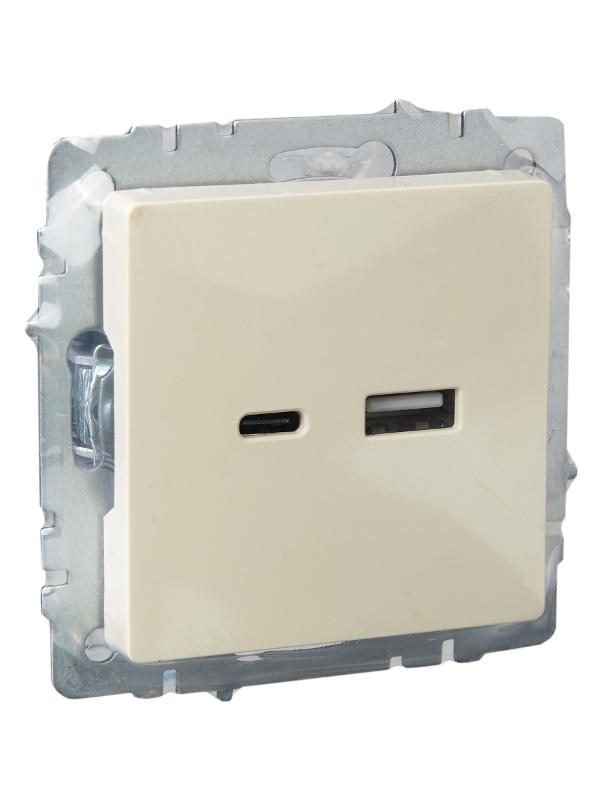 BRITE Розетка USB A+C 18Вт РЮ11-1-БрКр бежевый | BR-U22-018-K10 | IEK — миниатюра 6