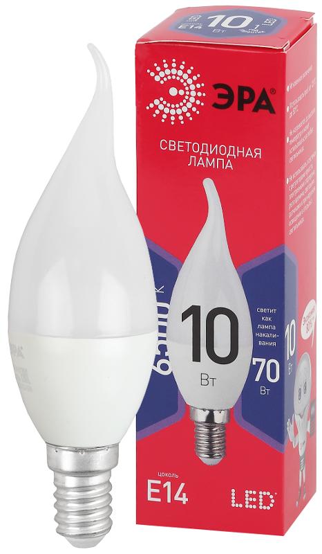 Лампа светодиодная RED LINE LED BXS-10W-865-E14 R E14 / Е14 10Вт свеча на ветру холодный дневной свет | Б0045343 | ЭРА — миниатюра 1