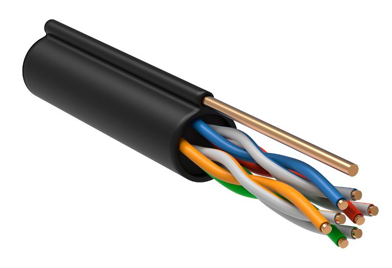 Каб. U/UTP кат.5E 4х2х24AWG, LDPE трос 1,2мм, 305м чер. | LC3-C5E04-159 | ITK — ITK