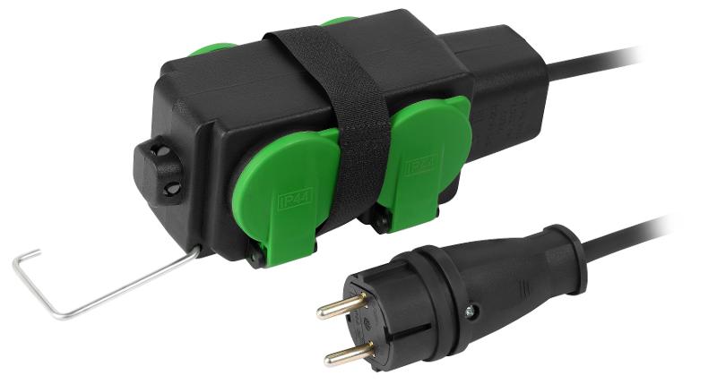 Удлинитель силовой ЭРА GREEN LINE UDL-KG-2x2,5m-10m-IP44 с крышками 4 розетки 10м КГ 2x2.5мм2 IP44 — миниатюра 3