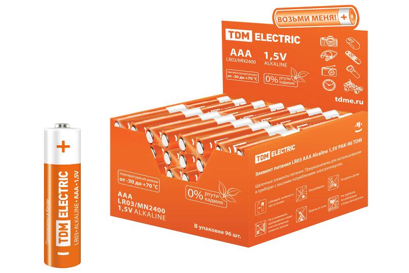 Элемент питания LR03 AAA Alkaline 1,5V PAK-96 | SQ1702-0010 | TDM — TDM ELECTRIC