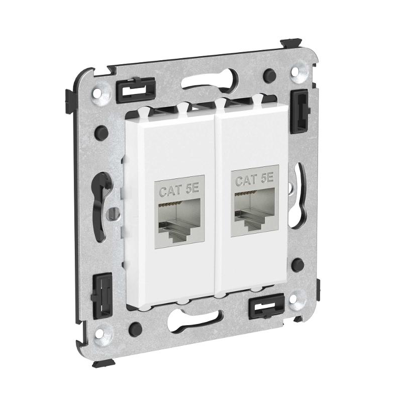 Компьютерная розетка RJ-45 без шторки в стену, кат.5e двойная экранированная, "Avanti", "Белое облако" | 4400764 | DKC — миниатюра 2