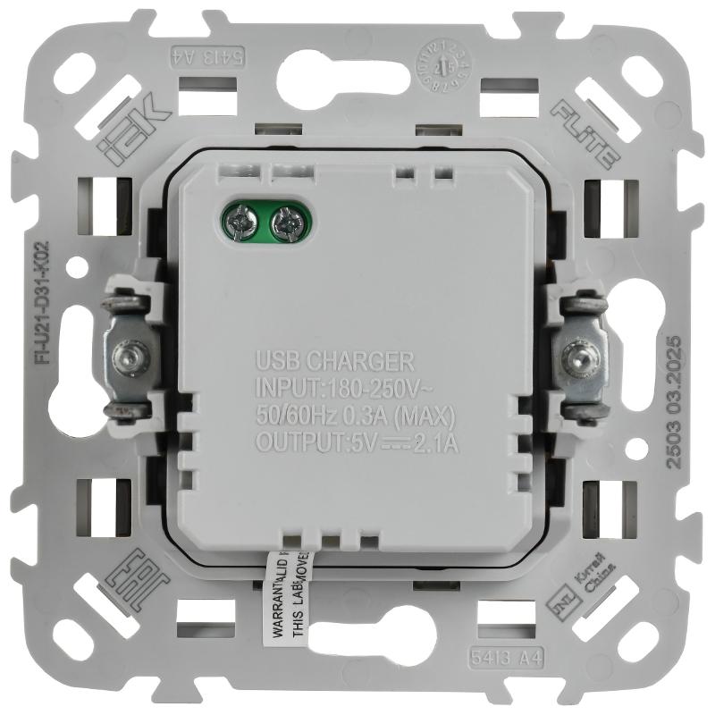FLITE Розетка USB A+A 2,1А РЮ-2-ФлЧ черный | FI-U21-D31-K02 | IEK — миниатюра 3