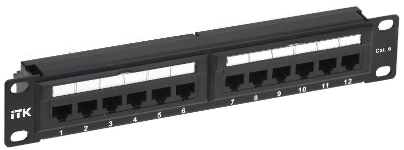 1U патч-панель кат.6 UTP 12 портов 10" Dual IDC | PP12-1UC06U-D05-10 | ITK — ITK