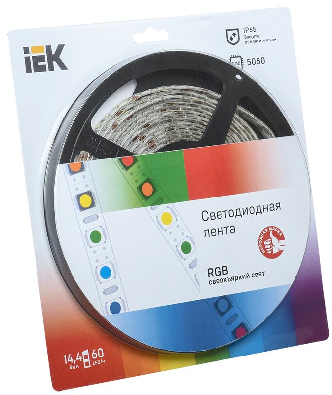 Лента светодиодная 5м блистер LSR-5050RGB60-14,4-IP65-12V | LSR2-3-060-65-1-05 | IEK — IEK (ИЭК)