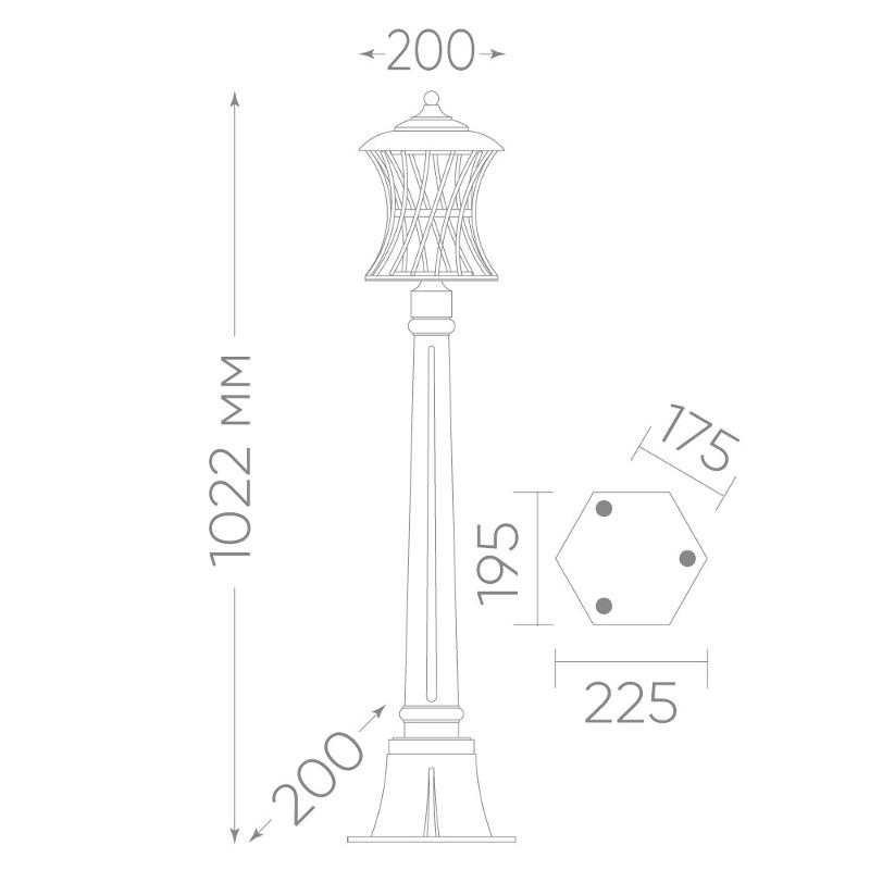 Светильник декоративный уличный PL526 60W 230V E27 200*200*1022 мм черный (столбик) | 11621 | Feron — миниатюра 5