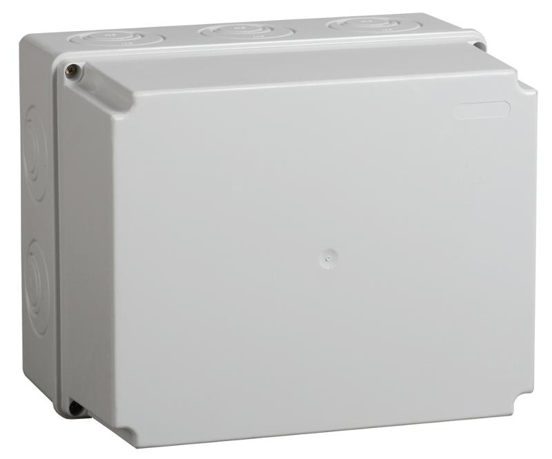Коробка распределительная КМ41273 для о/п 240х195х165 мм IP44 (RAL7035, кабельные вводы 5 шт) | UKO10-240-195-165-K41-44 | IEK — IEK (ИЭК)