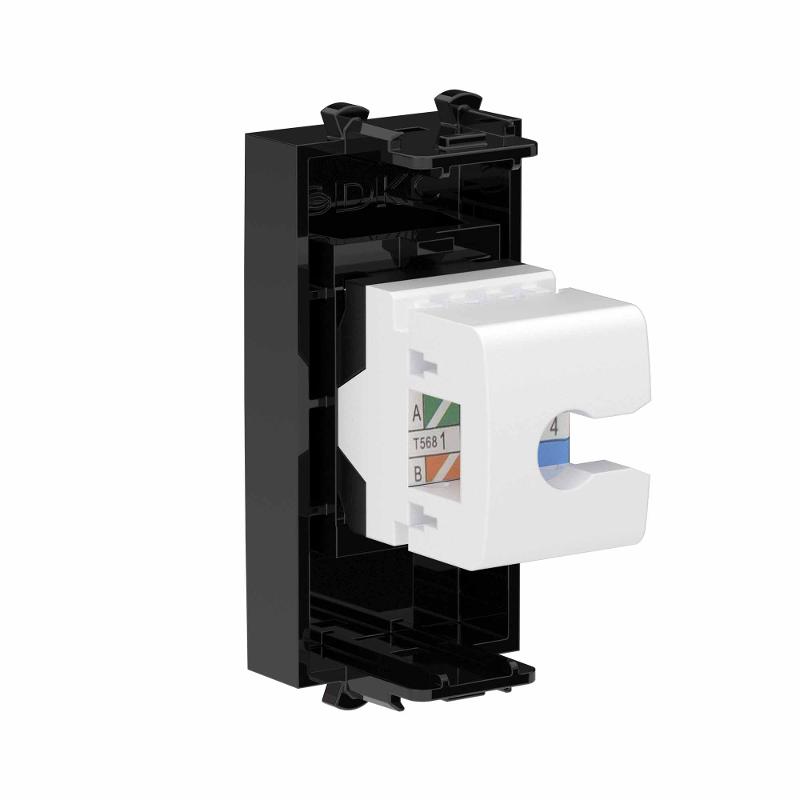 Компьютерная розетка RJ-45 без шторки модульная, кат.6А, "Avanti", "Черный квадрат", 1 модуль | 4402671 | DKC — миниатюра 3