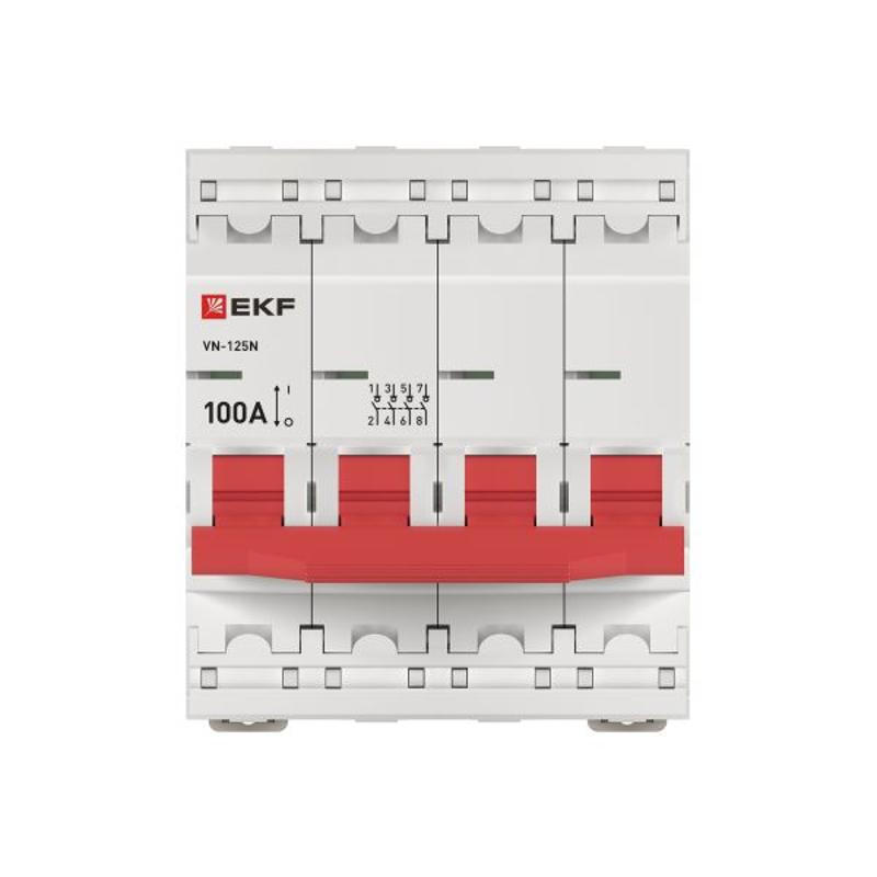 Выключатель нагрузки ВН-125N 4Р 100А PROXIMA EKF | S1254100 | EKF — миниатюра 4